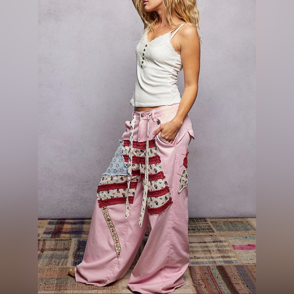 POL Patchwork Striped Pants NWT - image 4